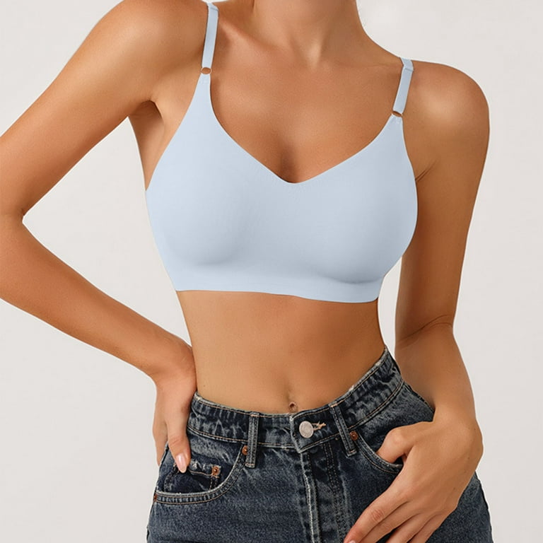 Women's Comfort Lightly Lined Seamless Wireless Triangle Bralette Bra -  Hides Back , Push Up Effect & Wide Adjustable Straps 
