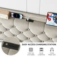 thumbnail image 2 of Full Upholstered Bed Frame with Wingback Headboard,Upholstered Platform Bed Frame with Charging Station and USB Ports,Storage Shelf,Luxurious Linen Upholstery Platform Bed,No Box Spring Needed,Beige, 2 of 7