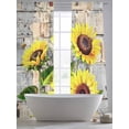thumbnail image 5 of Sunflowers Sheer Curtains 84 Inch Length 2 Panels Set for Living Room/Bedroom, Botanical Floral Farmhouse Retro Wood Grain Curtain Sheers Drapes Rod Pocket Curtains Window Treatment Set 52''x84''x2, 5 of 7