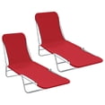 thumbnail image 1 of vidaXL Chaises Longues Pliantes 2 Pcs Acier et Tissu Rouge, 1 of 4