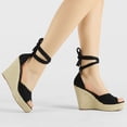 thumbnail image 2 of Sandalias de Cuña Alpargatas Correa de Tobillo Allegra K Negro 39, 2 of 7