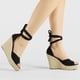 thumbnail image 2 of Sandalias de Cuña Alpargatas Correa de Tobillo Allegra K Negro 39, 2 of 7