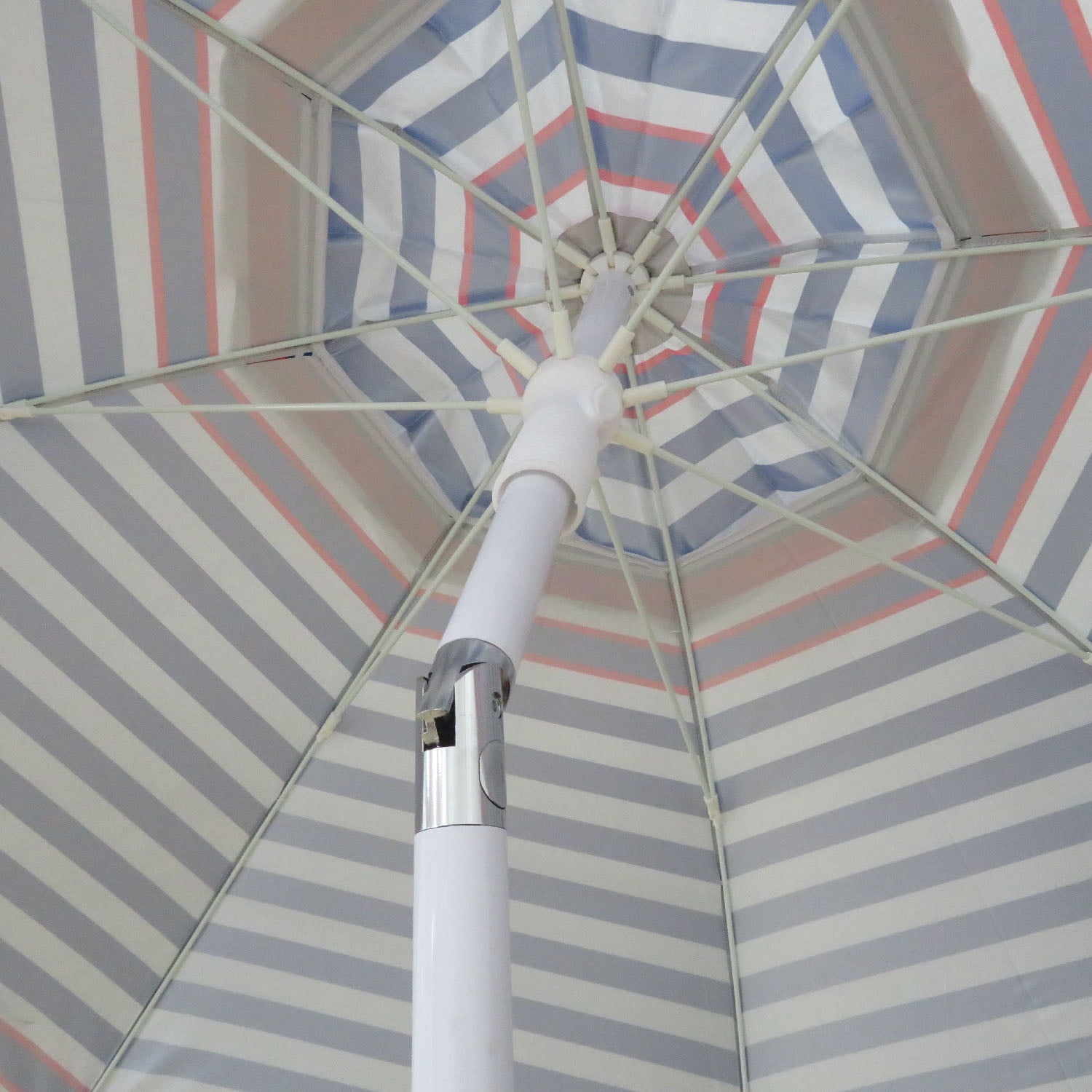 Mainstays 6.5' Red Blue White Stripe Octagon Beach Umbrella, Tilt