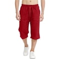 thumbnail image 3 of HVOBTTY Toddler Summers Casual Straight Leg Pants Solid Color Linen Shorts with Pockets for Kids Red, 4-5 Years, 3 of 5