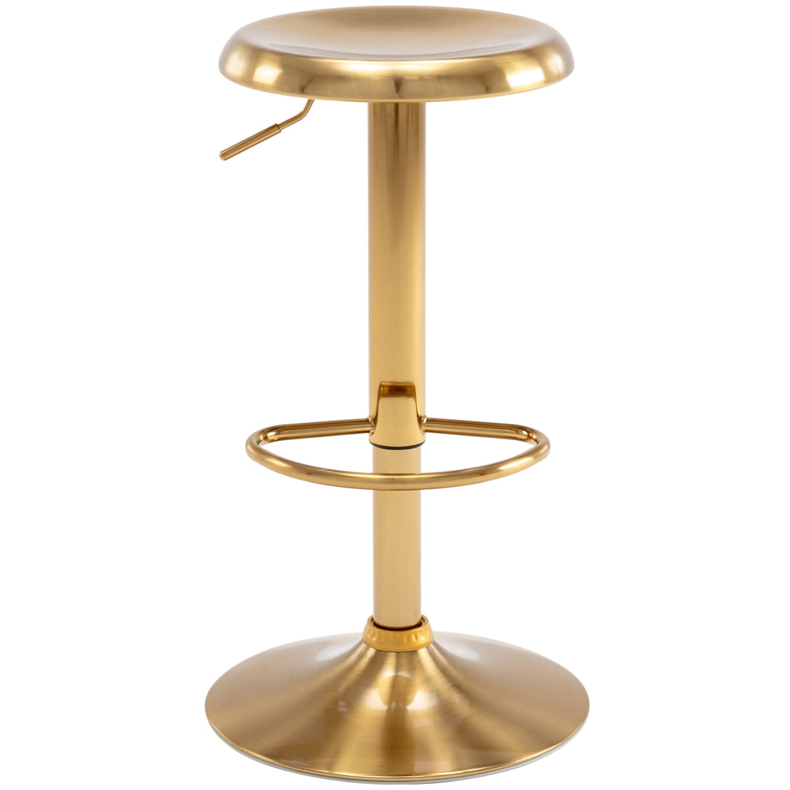 Metal Bar Stools, Counter Height Adjustable Barstools, Backless 360° Swivel Kitchen Stools for Island, Dining, Bistro, Pub (Gold)