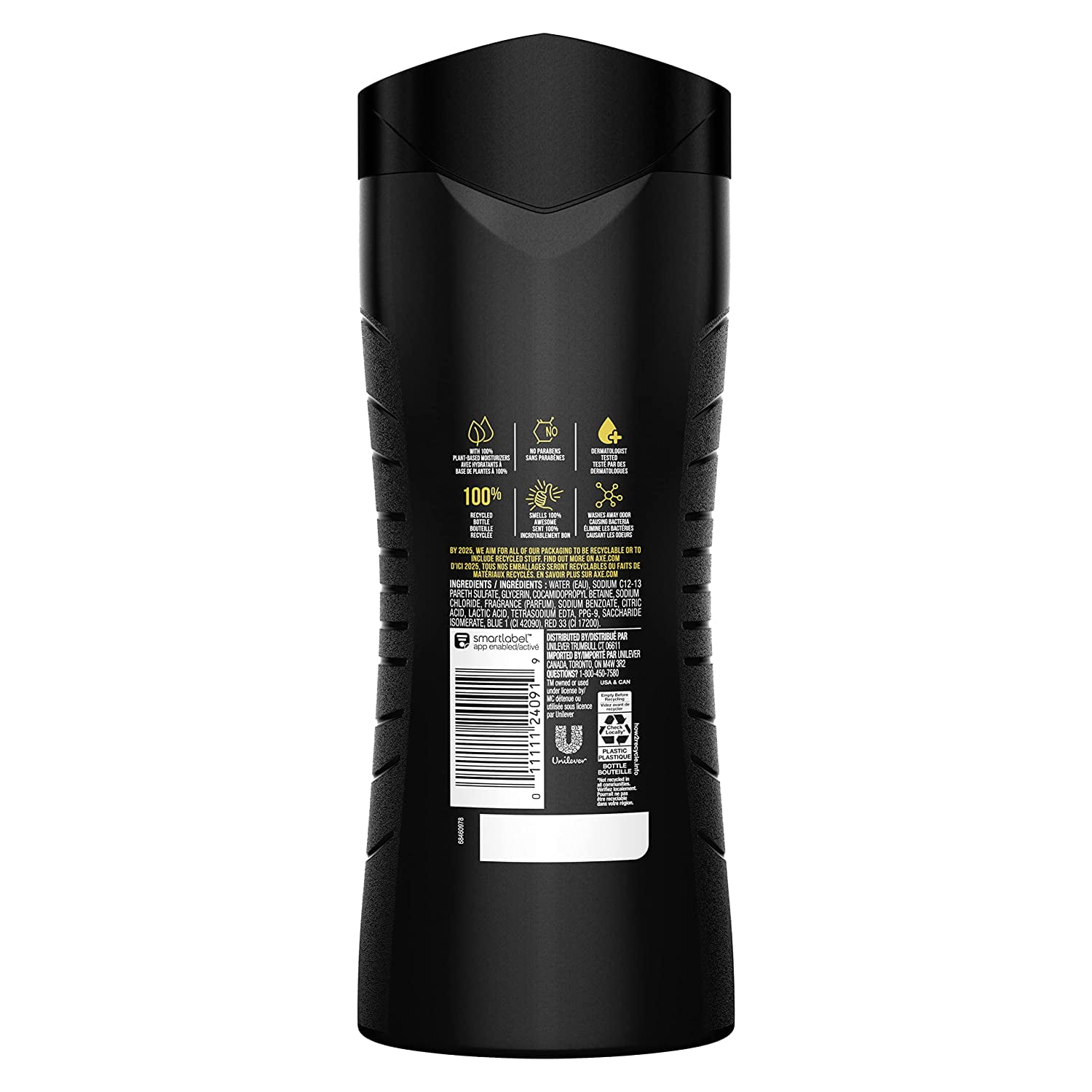 (2 Pack) AXE Body Wash 12h Refreshing Scent Excite Crisp Coconut And Black Pepper with 100% Plant-Based Moisturizers 16 oz