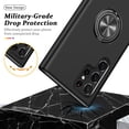 thumbnail image 6 of Shockproof Case for Samsung S22 Ultra 5G, [Embedded Finger Ring] Military Grade Phone Case Cover with Reinforced Metal Stand Kickstand [Support Magnetic Car Holder] for S22 Ultra, Black, 6 of 13