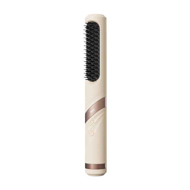 Plancha de pelo inalámbrica, cepillo para peinar el cabello, herramienta de peinado 2 en 1, rizador de viaje amarillo