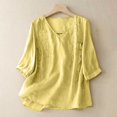 thumbnail image 2 of Women's Cotton Linen Short Sleeve Button Shirt Embroidered Casual Top, 2 of 9