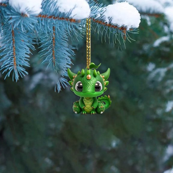 TOPRenddon Car Rear View Mirror Pendant Hanging Ornament Auto Interior Decoration,Flat Dragon Decorations Christmas Decorations Christmas Tree Acrylic Car Interior Decorations
