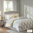 thumbnail image 2 of Madison Park Essentials King Central Park 9-Piece Comforter Set with Cotton Bed Sheets, Yellow/Aqua, 2 of 5
