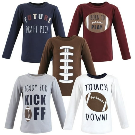

Hudson Baby Infant and Toddler Boy Long Sleeve T-Shirts Football 12-18 Months
