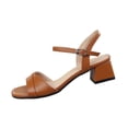 thumbnail image 6 of Xucatan Women's Buckle Strap Heeled Sandals, Open Toe Chunky Heel Slides with Soft Leather, Ankle Strap Comfortable Dress Shoes, Versatile Spring Summer Office Footwear Gift, 6 of 9