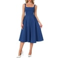 thumbnail image 2 of Women Sleeveless Square Neck Midi DressSwing A Line Party Wedding Guest Dresses Elegant Classy S Navy Blue, 2 of 6