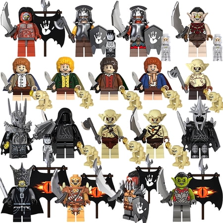 16 Pcs The Lord of the Rings Minifigures Building Blocks Toys, Medieval Knights Action Figures Ancient Military Armor Orcs Soldiers Figures Birthday Gifts for Kids Fans