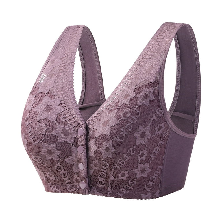 Eashery Underoutfit Bras for Women Women's Front Closure Racerback  Underwire Bras Plus Size Seamless Plunge Comfortable Bra Purple 38