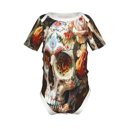 

Junzan Rose Floral Skull Print Short-Sleeve Baby Climbing Clothes Bodysuits for Infant One-Piece for Baby Boys & Girls Baby Clothes Baby Romper with Snap Closure-2 Years