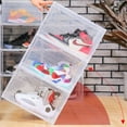 thumbnail image 3 of Plastic Shoe Box, 4/8/12x Stackable Black/ Clear Shoe Storage Box Sneaker Storage Bins Shoe Container Organizer for Women Men, 3 of 10