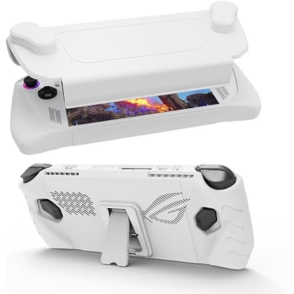 wonim11 Upgraded Ultra Slim TPU Protective Case with Front Cover Compatible with ASUS ROG Ally, Shock-Absorption, Non-Slip and Anti-Scratch Design Cover Protector (White)