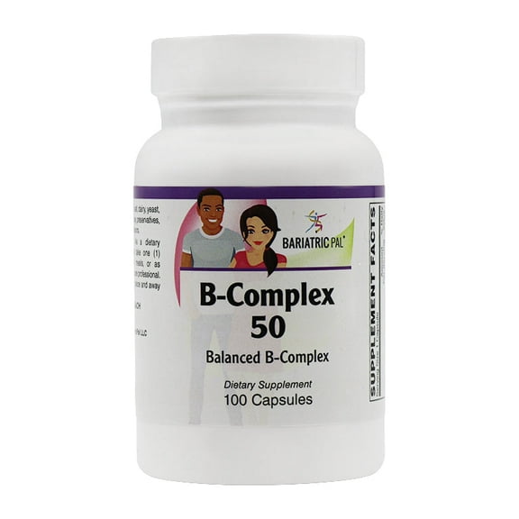 Sustained Release B-Complex 50 (USP-Grade!) - Easy Swallow Vegetarian Capsules by BariatricPal Size: 100 Count