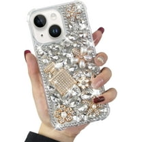 Compatible with iPhone 15 Plus Case Cute Bling Glitter 3D Rhinestone Dimaond for Women Girls Crystal Girly Handmade Flower Gem Fashion Luxury Shiny Sparkle Perfume Bottle Phone Case