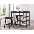 thumbnail image 2 of HomeRoots Kitchen 3 Piece Counter Height Set In Walnut - 343831, 2 of 2