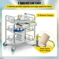 VEVOR Lab Cart 3 Layers Dental Cart Double Drawers Stainless Steel Cart