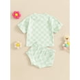 thumbnail image 4 of Bagilaanoe 2pcs Newborn Baby Girl Shorts Set Short Sleeve Checkerboard Print T Shirt Tops + Shorts 6M 12M 18M 24M Infant Casual Summer Clothes, 4 of 7