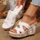 thumbnail image 5 of WILLBEST Sandalias De Plataforma Para Mujer, Sandalias Informales De Tacón Alto Con Pendiente Para Mujer, Sandalias Casuales Huecas Con Botones De Moda, 5 of 9