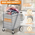 thumbnail image 6 of Large Grey Foldable Shopping Cart with 360 Degree Swivel Wheels and Double Basket for Groceries or Laundry, 6 of 7