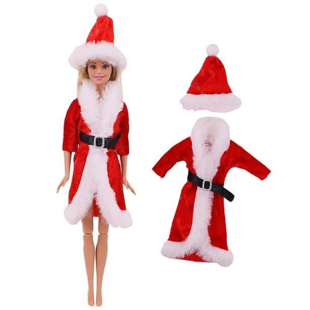 Traje de Navidad para munecas Barbies de 11 8 pulgadas sombrero de Papa Noel Ken Prince falda pantalones Mini arbol de Navidad de resina regalos de ropa para Barbie Walmart en linea