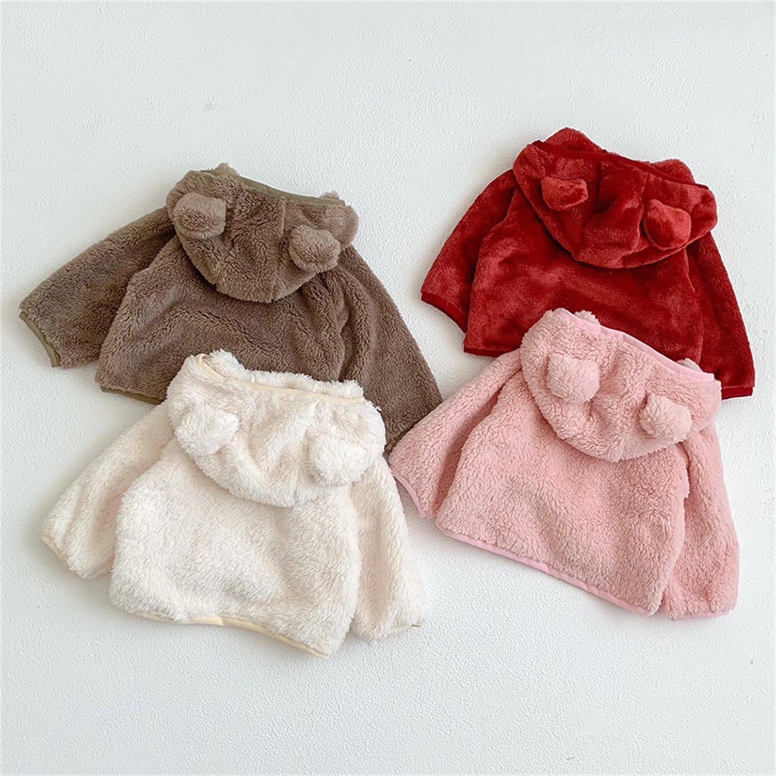 Baby Girls Boys Jacket Cartoon Bear Ears Hooded Outerwear Zipper