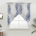 thumbnail image 5 of Blue White Kitchen Window Curtains, Swag Curtains Valance for Bedroom Living Room Bathroom, Abstract Grey Chrysanthemum Flower Floral Rod Pocket Window Treatment Curtain Block Drapes 2 Panels 36"x36", 5 of 9