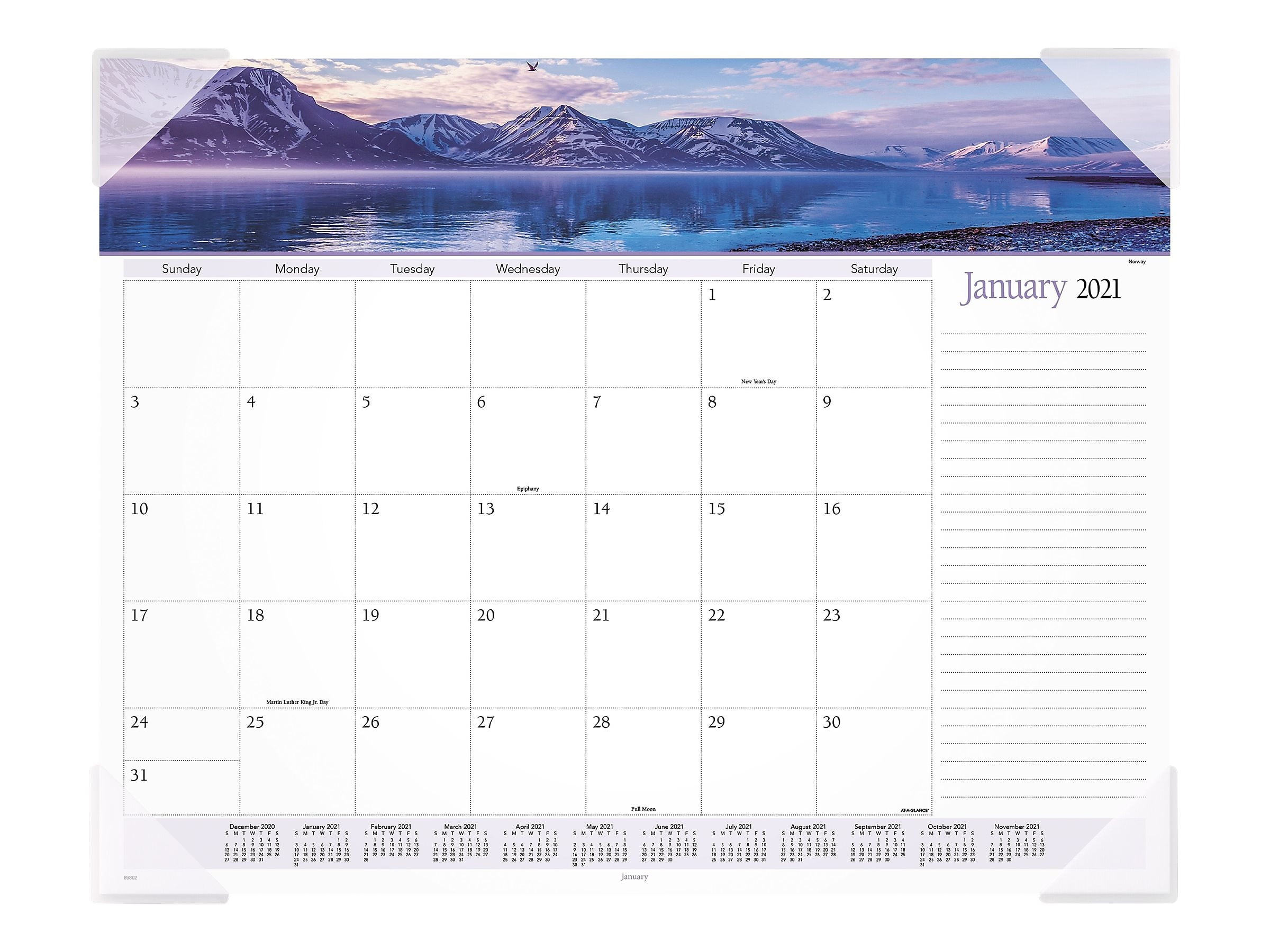 Blue Sky 2021 17 x 21.75 Desk Pad Calendar Black/White SK240021 