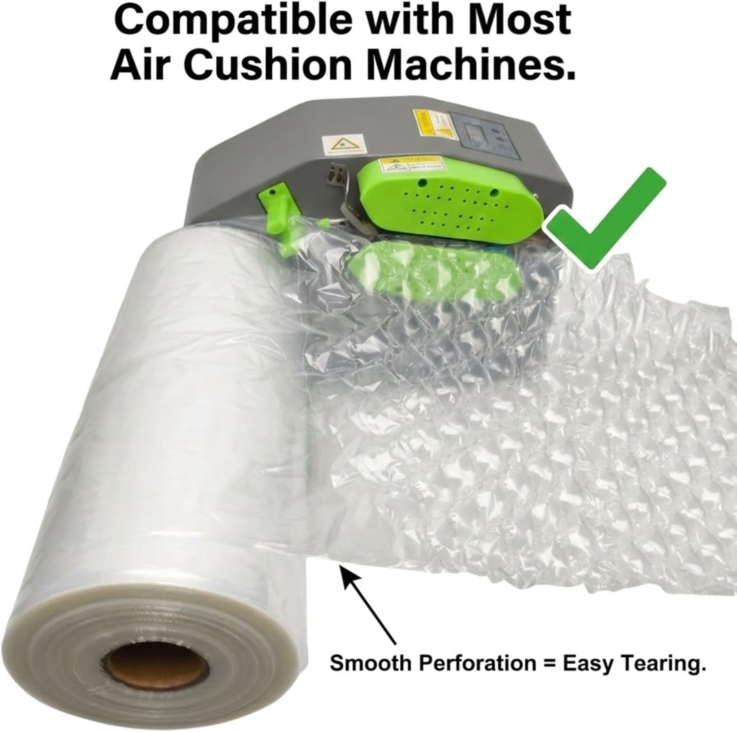 Nylon-Enriched HDPE+PA Bubble Pillow Film Roll – 1000ft x 16" x 12", Perforated Every 12", Air Cushion Packing Material for Shipping, Moving, Improved Barrier, Thicker & Long-Lasting
