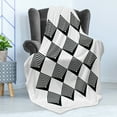 thumbnail image 4 of Black and White Soft Flannel Fleece Blanket, Art Deco Style Inspired Simplistic Monochrome Square Tiles Modern Art, Cozy Plush for Indoor and Outdoor Use, 50" x 70", Black and White, by Ambesonne, 4 of 5