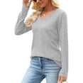 thumbnail image 3 of LIaqionyy Women's Sweater V Neck Tunic Tops Lightweight Dressy Loose Work Pullover Casual Blouse Fall Clothes, 3 of 6