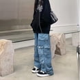 thumbnail image 4 of Women's Cargo Pants Y2K Clothing Multi-Pocket Relaxed Fit Jeans Grunge Clothes  Hip Streetwear, 4 of 7