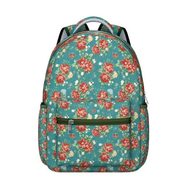 Boho Floral Print School Backpack Lightweight and Wear-Resistant Students’s Backpack with Tropical Flower and Butterfly Artwork, Ideal for School and Travel