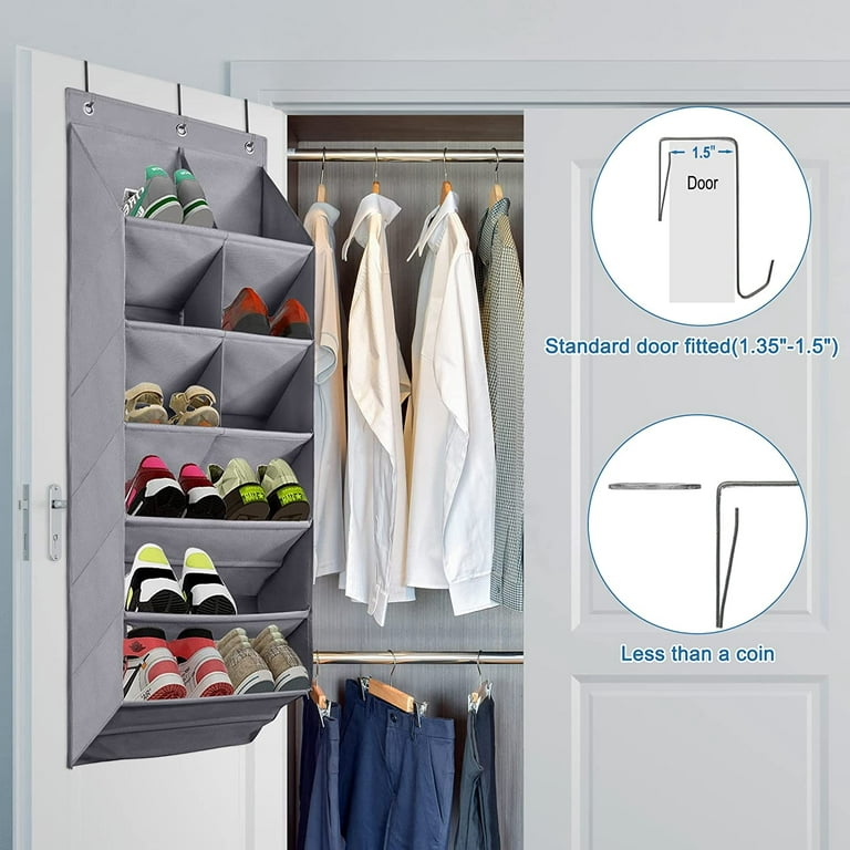 Over the Door Shoe Organizer Hanging Shoe Organizer Extra Larger Deep  Pockets Shoe Rack With 6 Hooks Shoe Organizer For Shoes