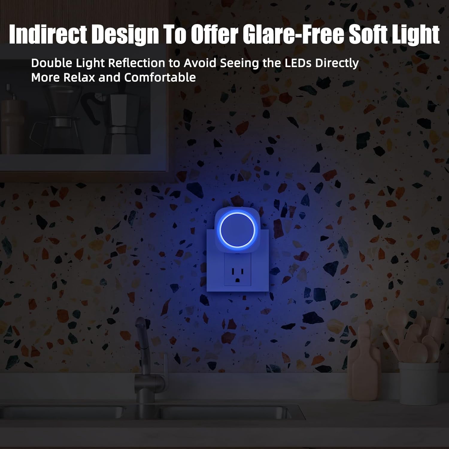 RGHJAR-Blue Night Lights Plug into Wall, 4 Packs Dimmable Night Light with Dust to Dawn Sensor, Automatically Turn on and Off, Gentle Glow Nightlight for Bathroom,Bedroom,Stairs,Kitchen,Hallway, Blue