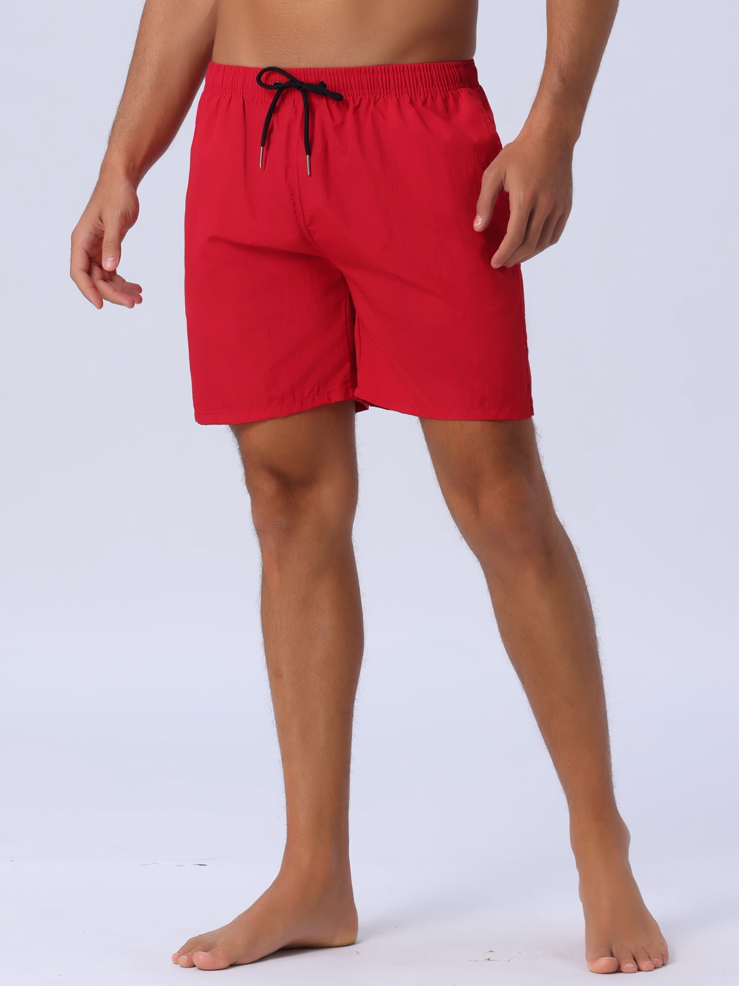 DARING DIVA Men's Elastic Waist Drawstring Surfing Board Shorts 36 Red