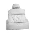 thumbnail image 4 of Htigea Women's Puffer Vest Lightweight Stand Collar Sleeveless Jackets Full Zip Padded Cropped Coats White M, 4 of 5