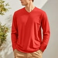 thumbnail image 6 of Men's V Neck Long Sleeve Casual T-Shirt Classic Basic Solid Tee Shirts Red S, 6 of 6