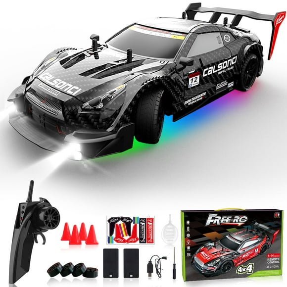 Remote Control Car RC Drift Car 1:16 Scale 4WD RC Car with LED Lights 2.4GHz 30km/h RTR High Speed Racing Sport Toy for Adults Boys Girls Kids Gift 2P
