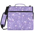thumbnail image 2 of Zipper Binder with Shoulder Strap 2 inch 3 Ring Waterproof File Folder Organizer Bag 500 Sheet Lavender Glitter Stars Pattern, 2 of 8