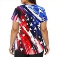 thumbnail image 5 of KDDYLITQ 250 Anniversary Usa Shirts for Women Summer Printed Short Sleeve Blouses Patriotic American Flag American Birthday T-Shirts National Flag Print Fashion V Neck Tees Red S, 5 of 6