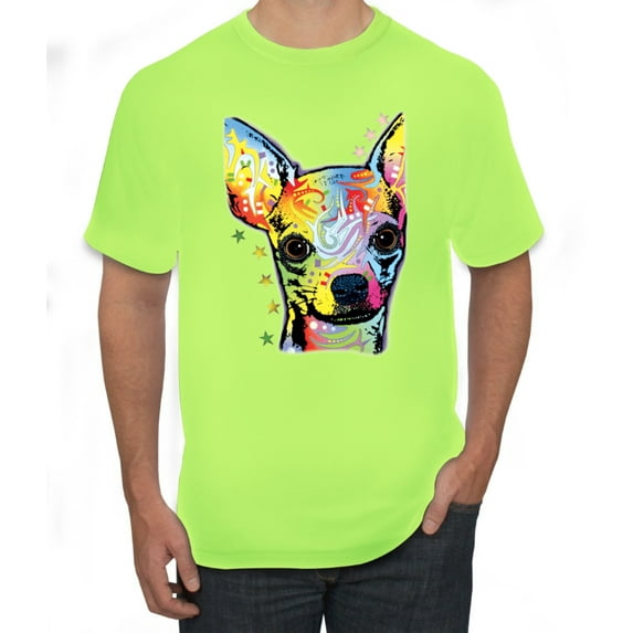 Wild Bobby Dean Russo Colorful Chihuahua Dog Lover Men Graphic Tee, Safety Green, X-Large