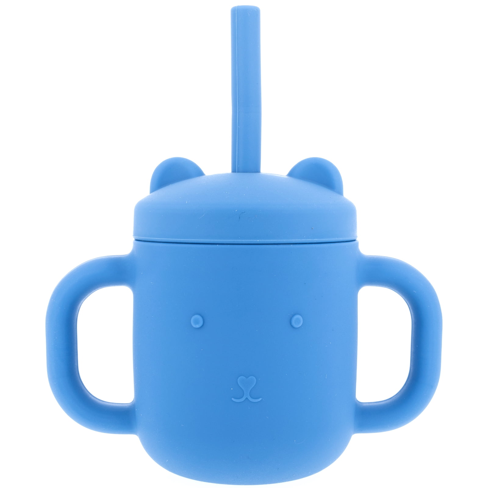 Beille 2pc Food Grade Silicone Sippy Cup and Straw Teething Toys Set Baby Feeding Essentials, Ages One and Up, Ocean Blue