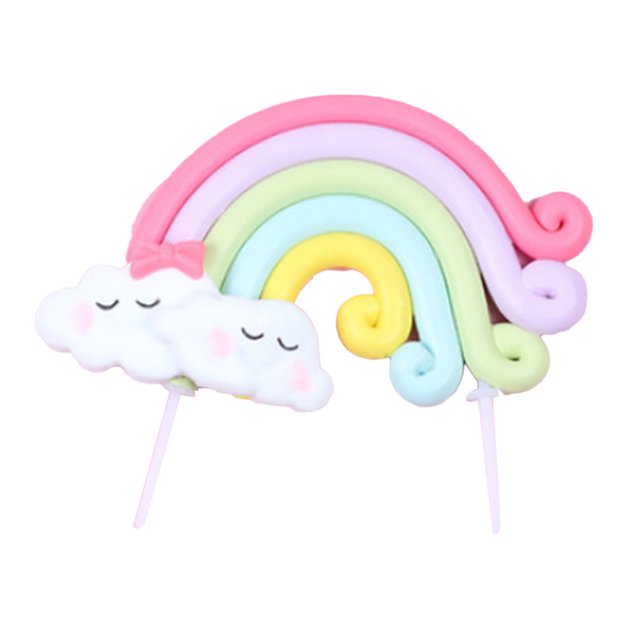 Kit de decoración de pasteles, juego de horneado de arcilla polimérica, decoración de arcoíris, adornos de feliz cumpleaños, regalo creativo Herramientas y accesorios para hornear sonrisa arcoiris Yuarrent HA060374-02